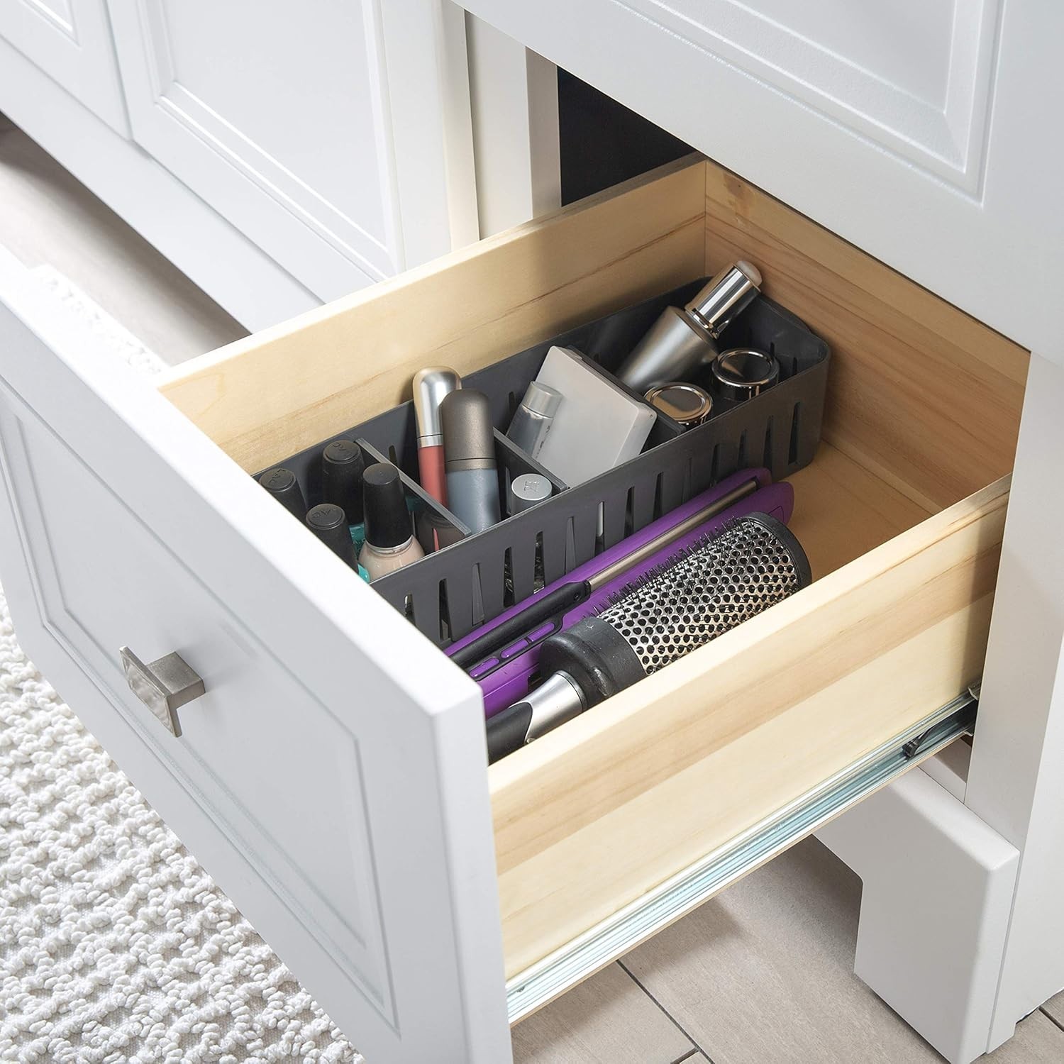 4 Compartment Stackable Bin with Adjustable Dividers | Drawer Organizer | Sto…