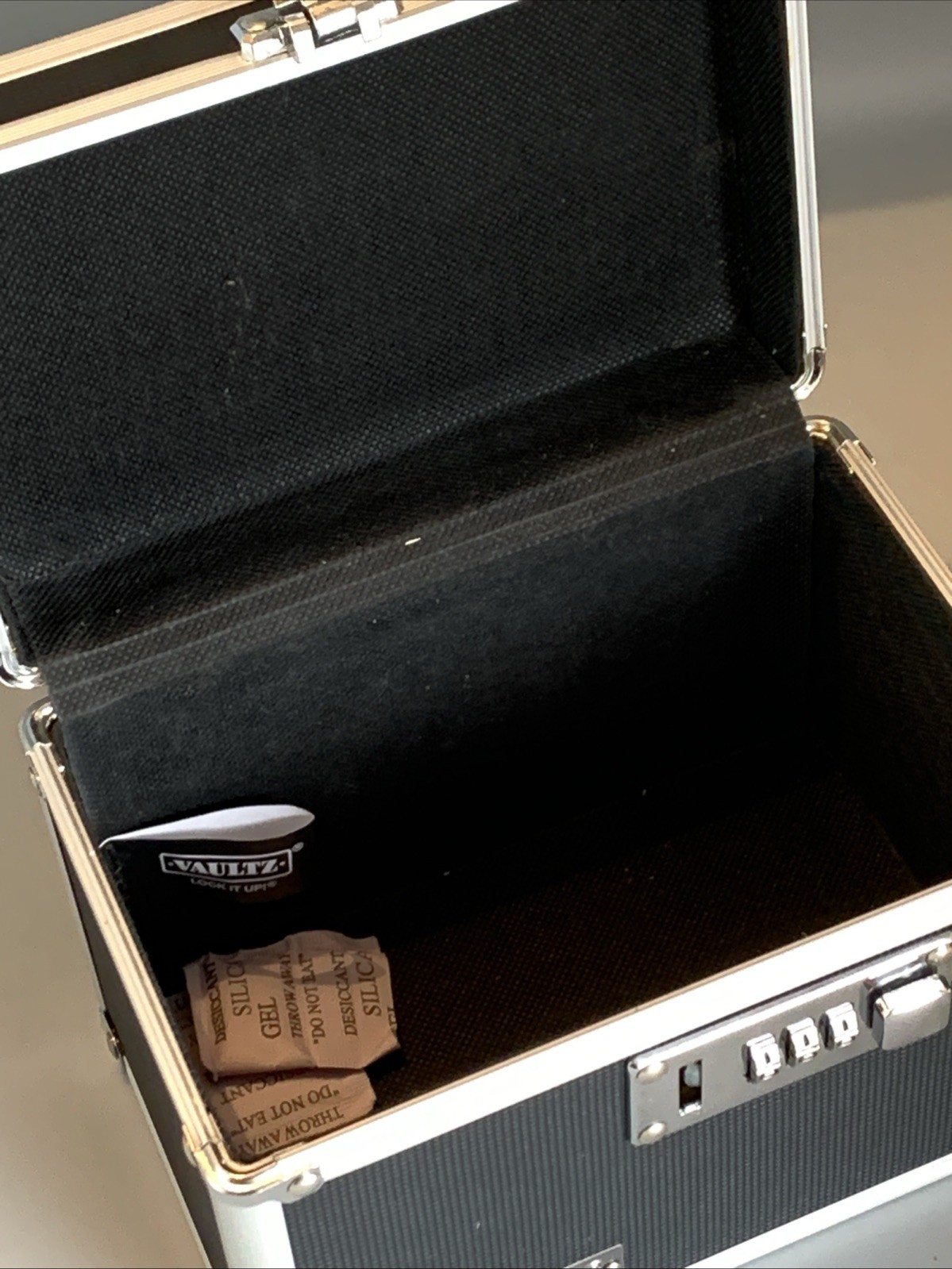 Vaultz Locking Storage Box with Combination Lock Black 7x4x5&Prime; Unused
