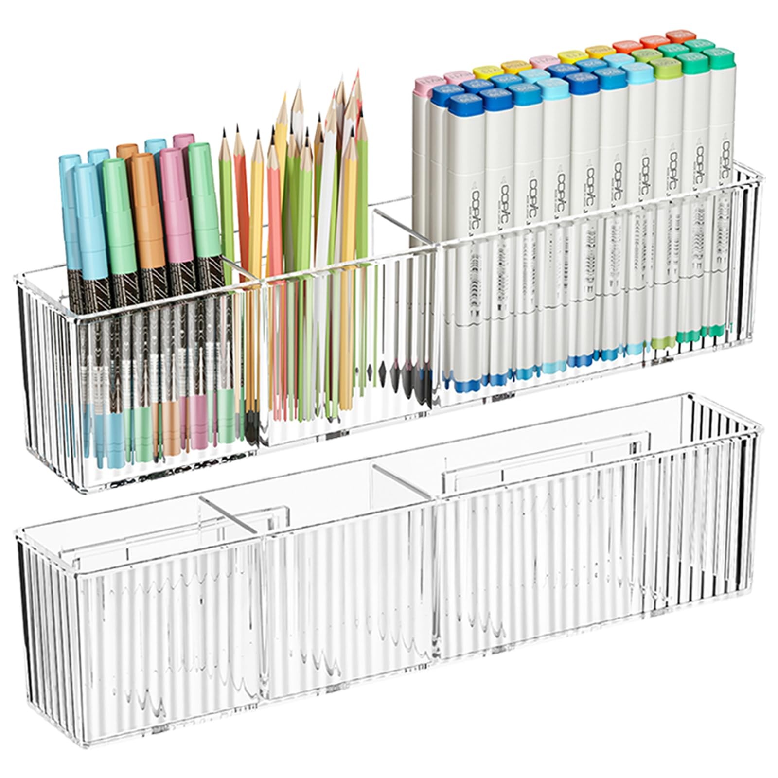 2 Pack Wall Mount Marker Organizer,Art Caddy Floating Makeup Organizer,Clear …
