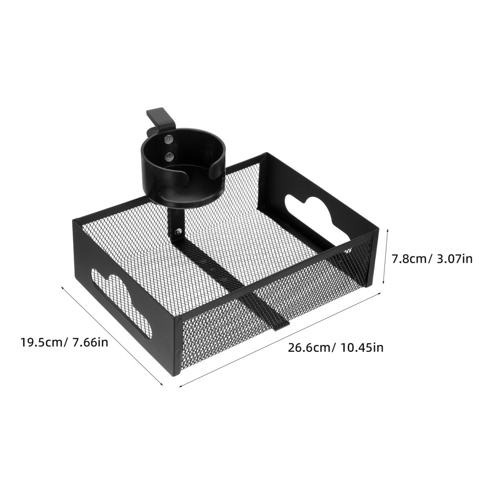 Snack Storage Rack Clamp-on Tray Cup Holder with Basket