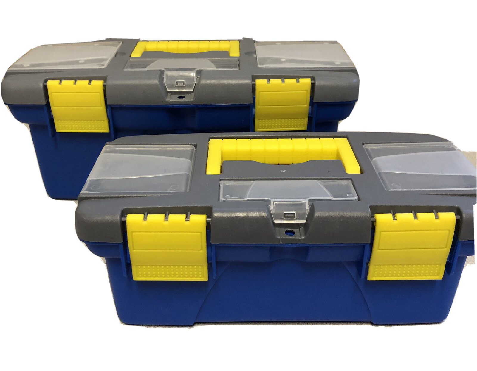 Two Plastic Storage Boxes 12”x6”x5” & 10”x5”x4”