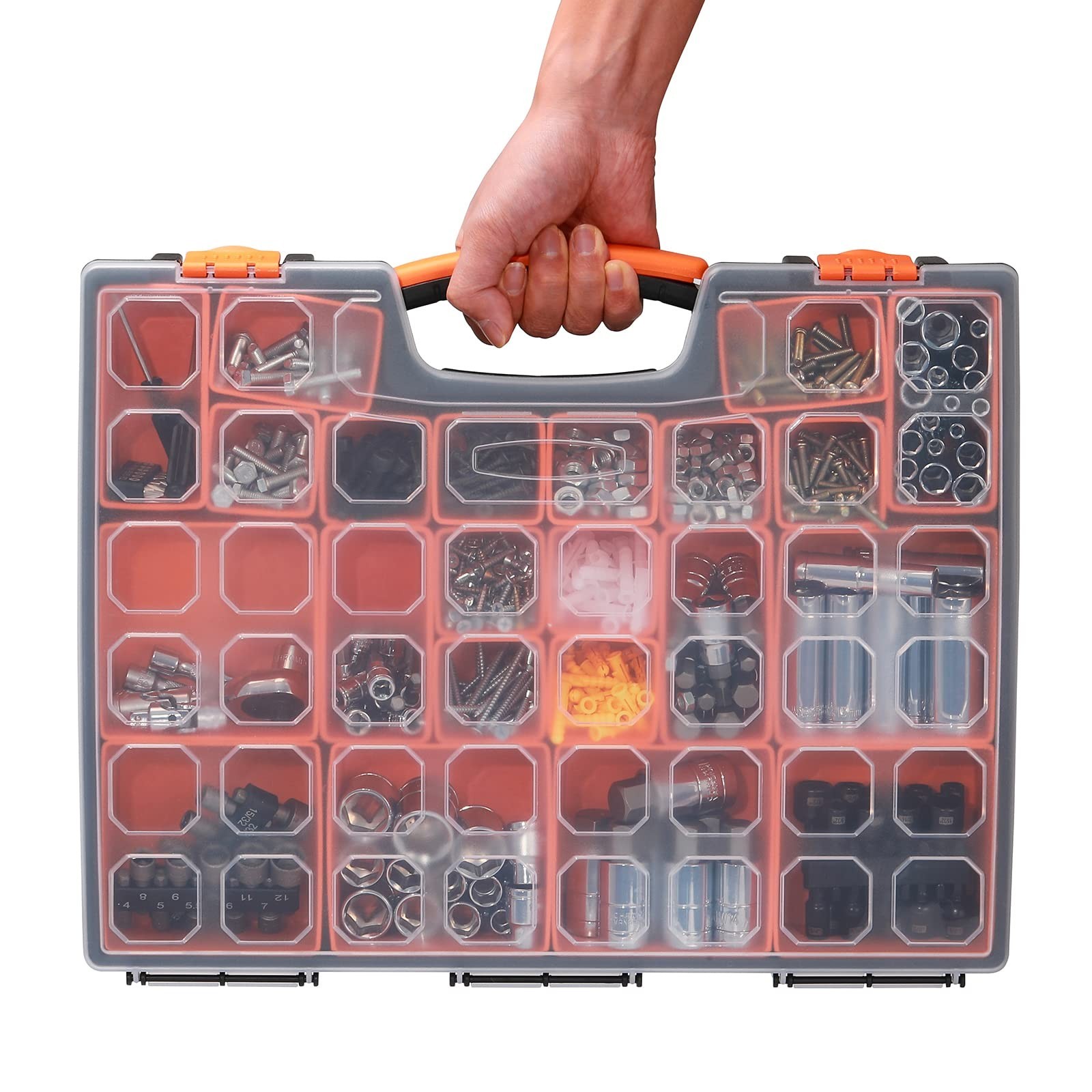 Multi-Purpose Portable Organizer Box Set – 2PCS with 44 Removable Compartments,