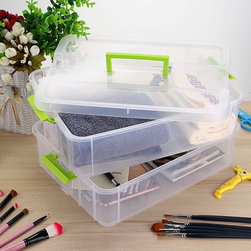 Lightweight Stack Carry Storage Container with Buckle for Safe Organization