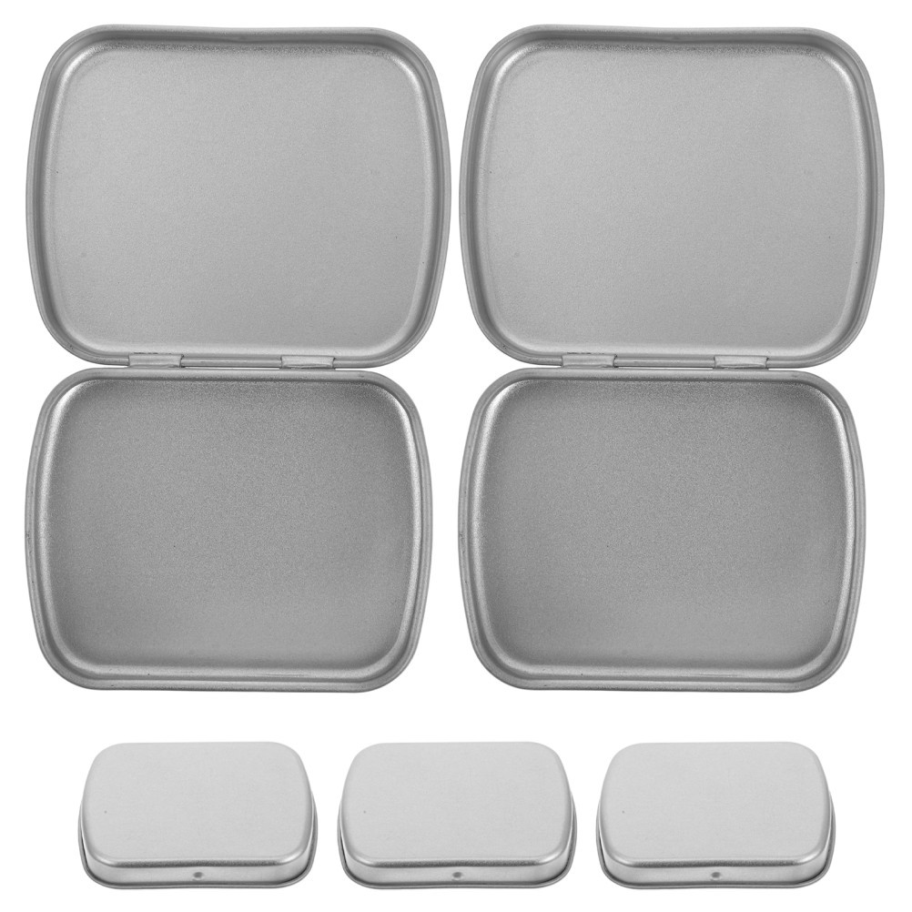 5 Pcs Small Iron Box Jewelry Box Travel 6.00X4.70X1.50CM Silver Color