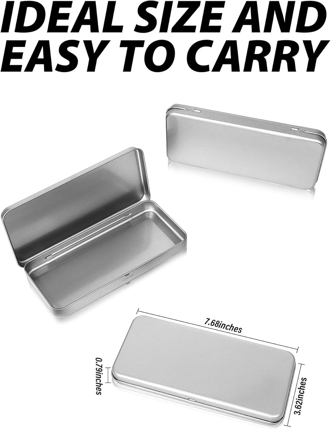 Metal Rectangular Tin Boxes 3 Pack with Lid Portable Storage for Jewelry Candies