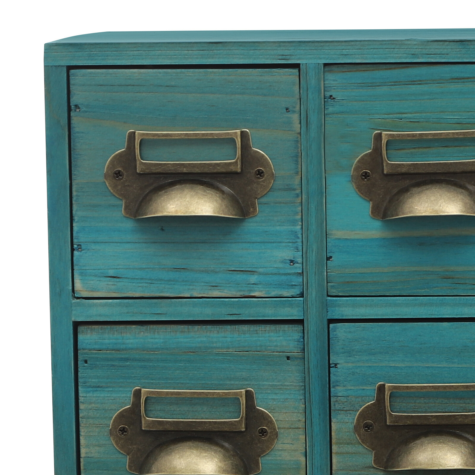 12 Drawers Wooden Blue Cabinet Desktop Storage Organizer of Cabinet Bedroom
