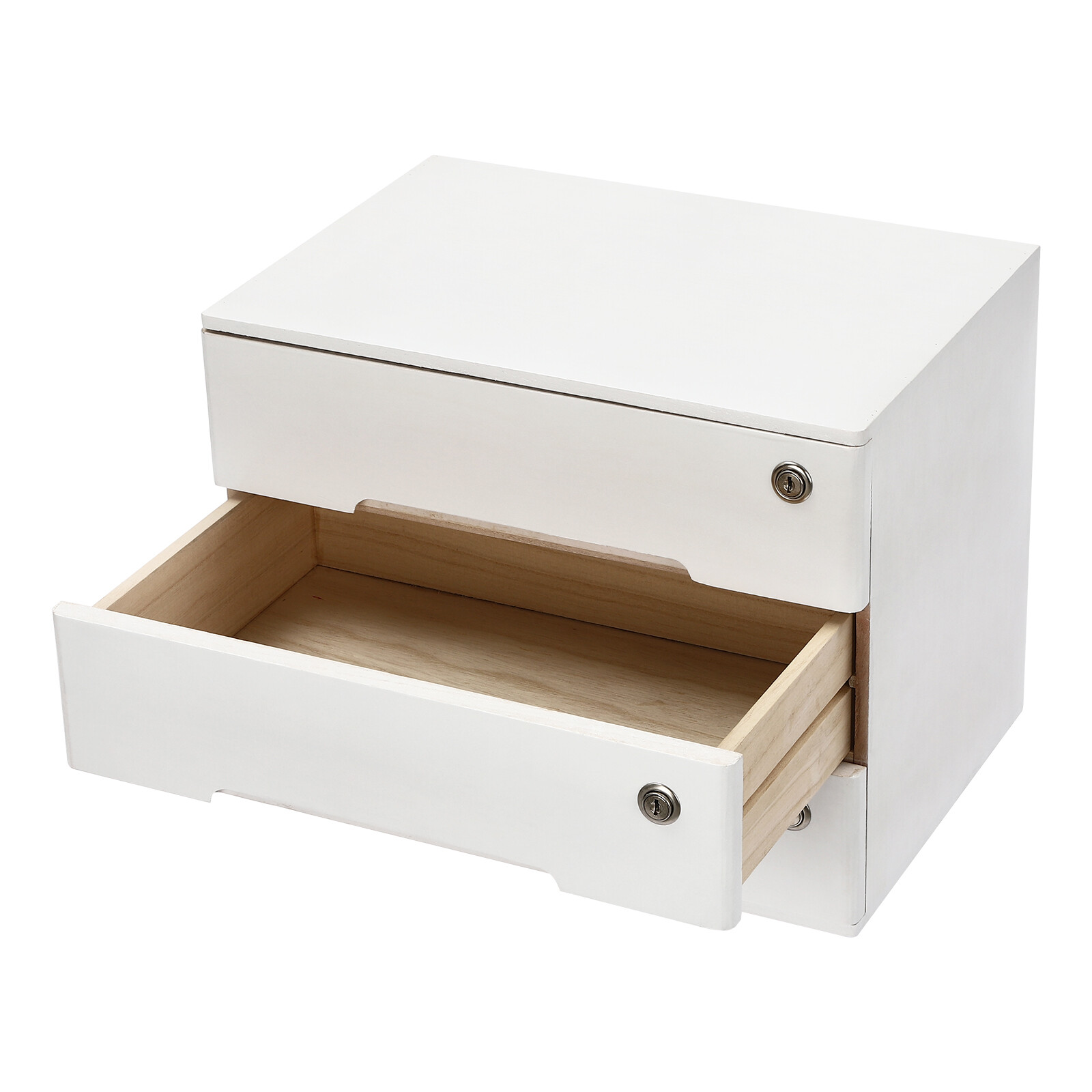 Wooden Desktop Storage Box with Lockable Drawers, Office Supplies File Organizer