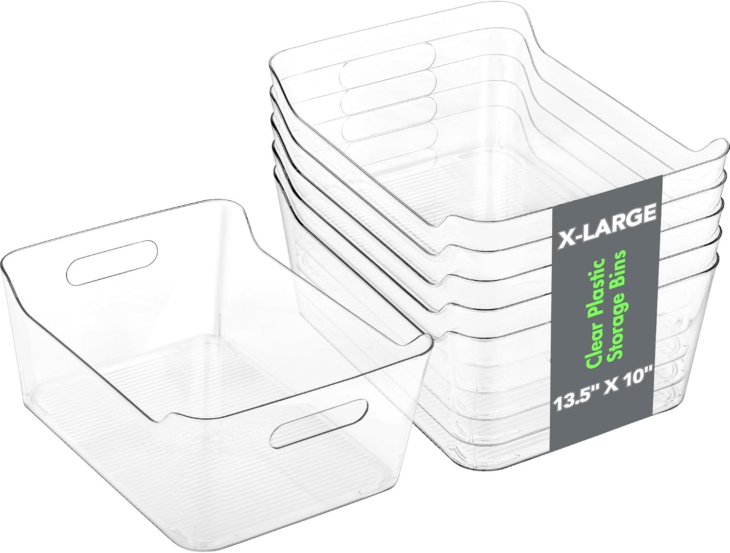 Tiawudi 2 Pack Plastic Storage Bins, Extra Large Pantry Organizer, 13.5&Prime; x…