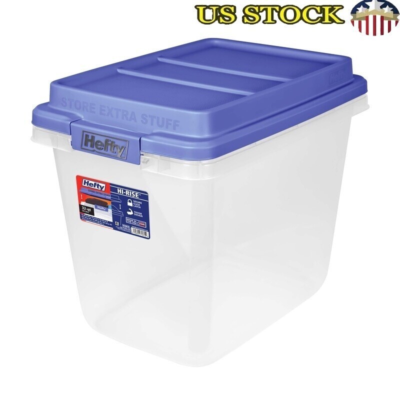 Stackable Clear Plastic Storage Bin W/ Secure Latches Organizing Household Items