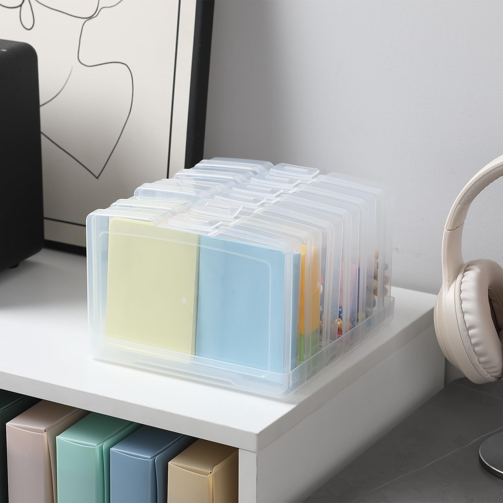 Transparent 4&Prime; x 6&Prime; Photo Storage Boxes, 6 Inner Photo Organizer Cases with T…