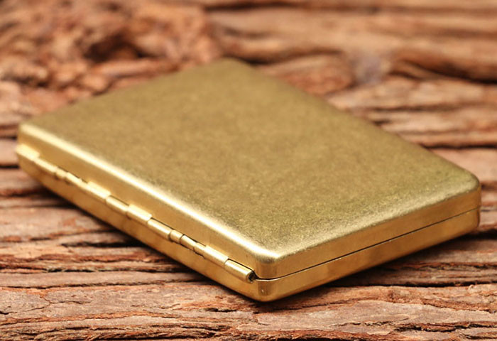 Gentleman Rectangular Brass Tobacco Cigarette Case Holder Smoke Box 3 sizes