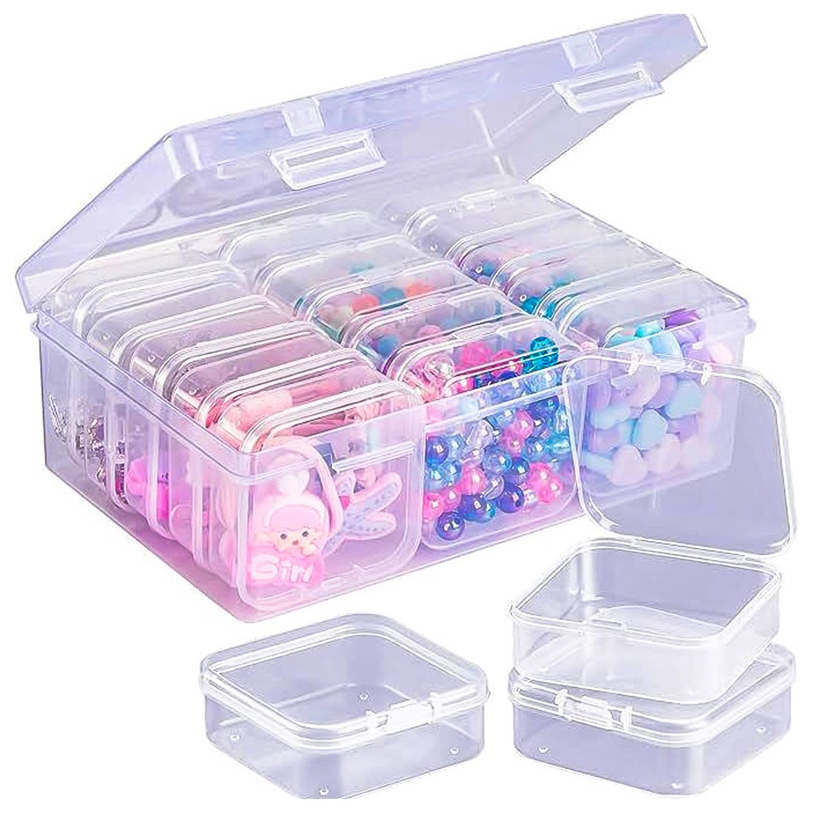 Costyleen 15 Pcs Small Bead Organizers – Clear Plastic Storage Small,