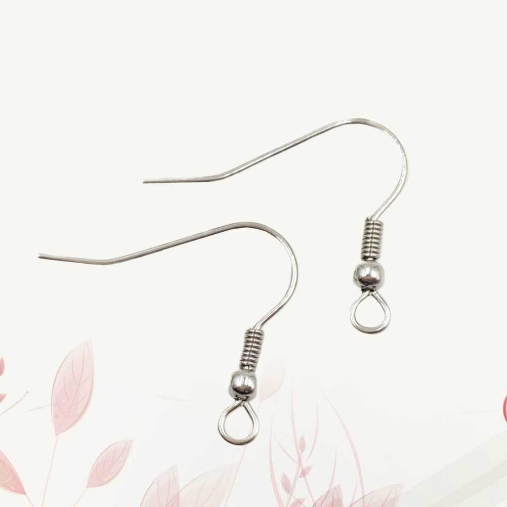 100 Pcs 0.7 Mm Titanium Steel Earring Hook Spring Bead Earing Hook Silver