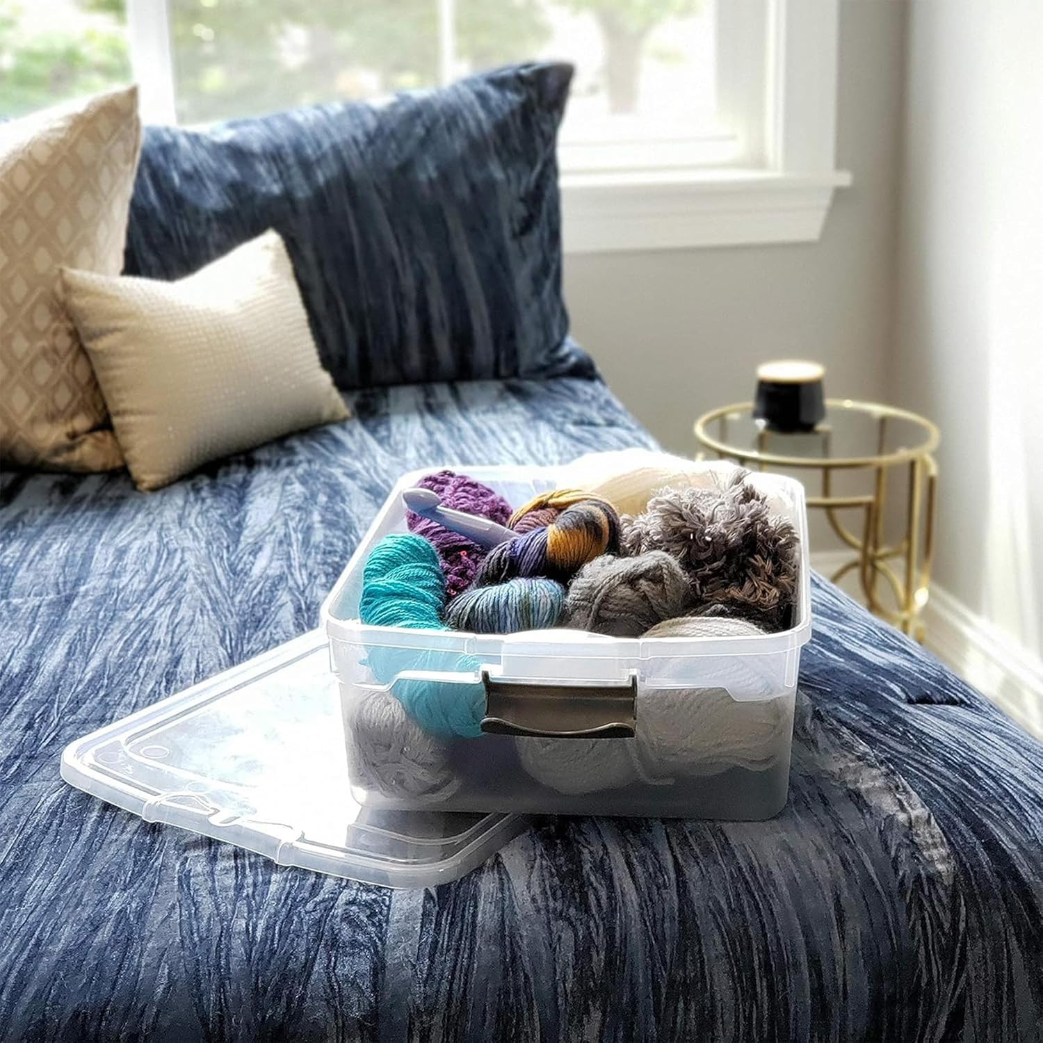 12-Pack Stackable Clear Storage Bins with Secure Latches, 15.5 Quart