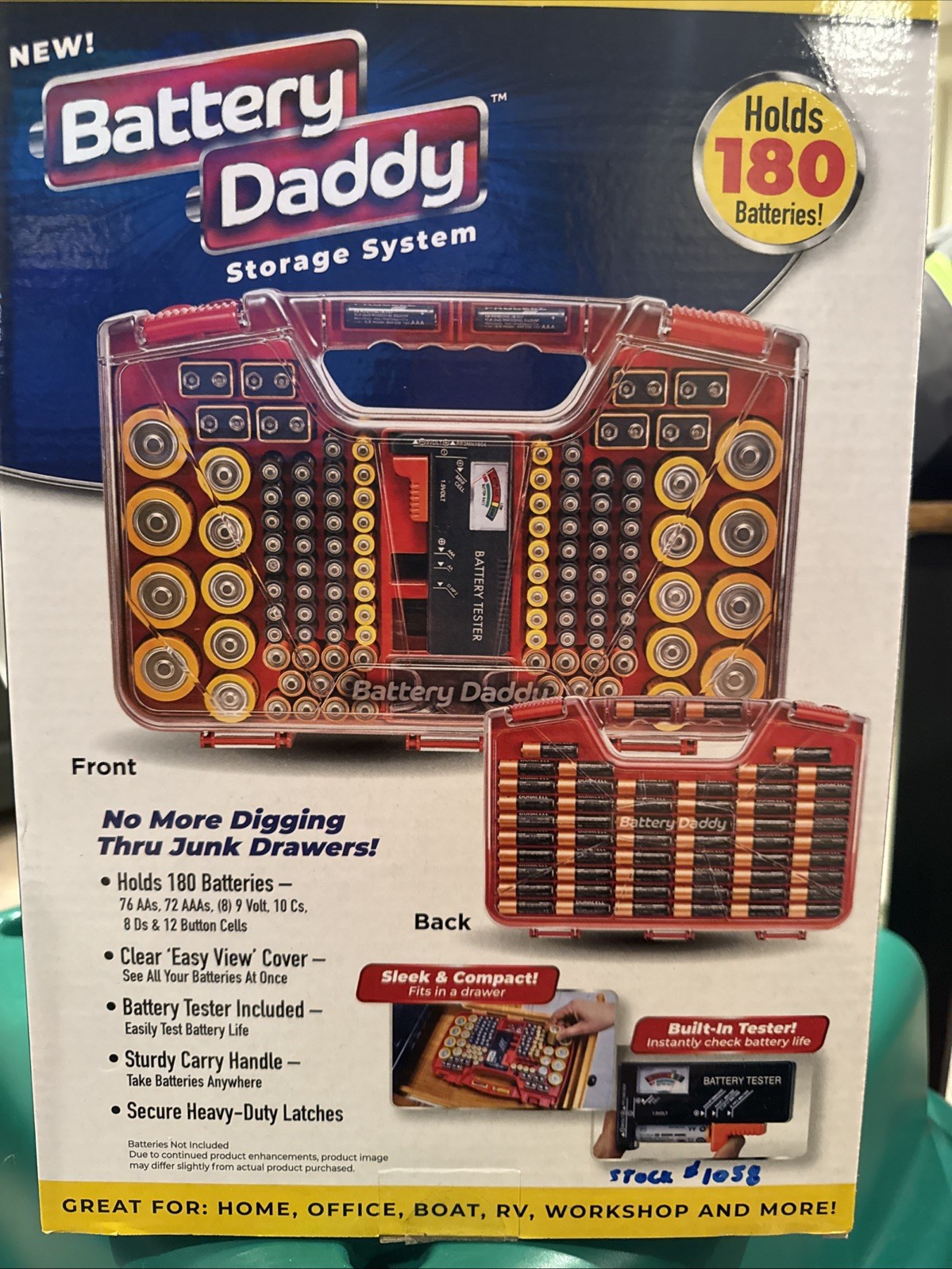 Ontel Battery Daddy-180, Battery Storage Box, Battery Tester NEW IN BOX