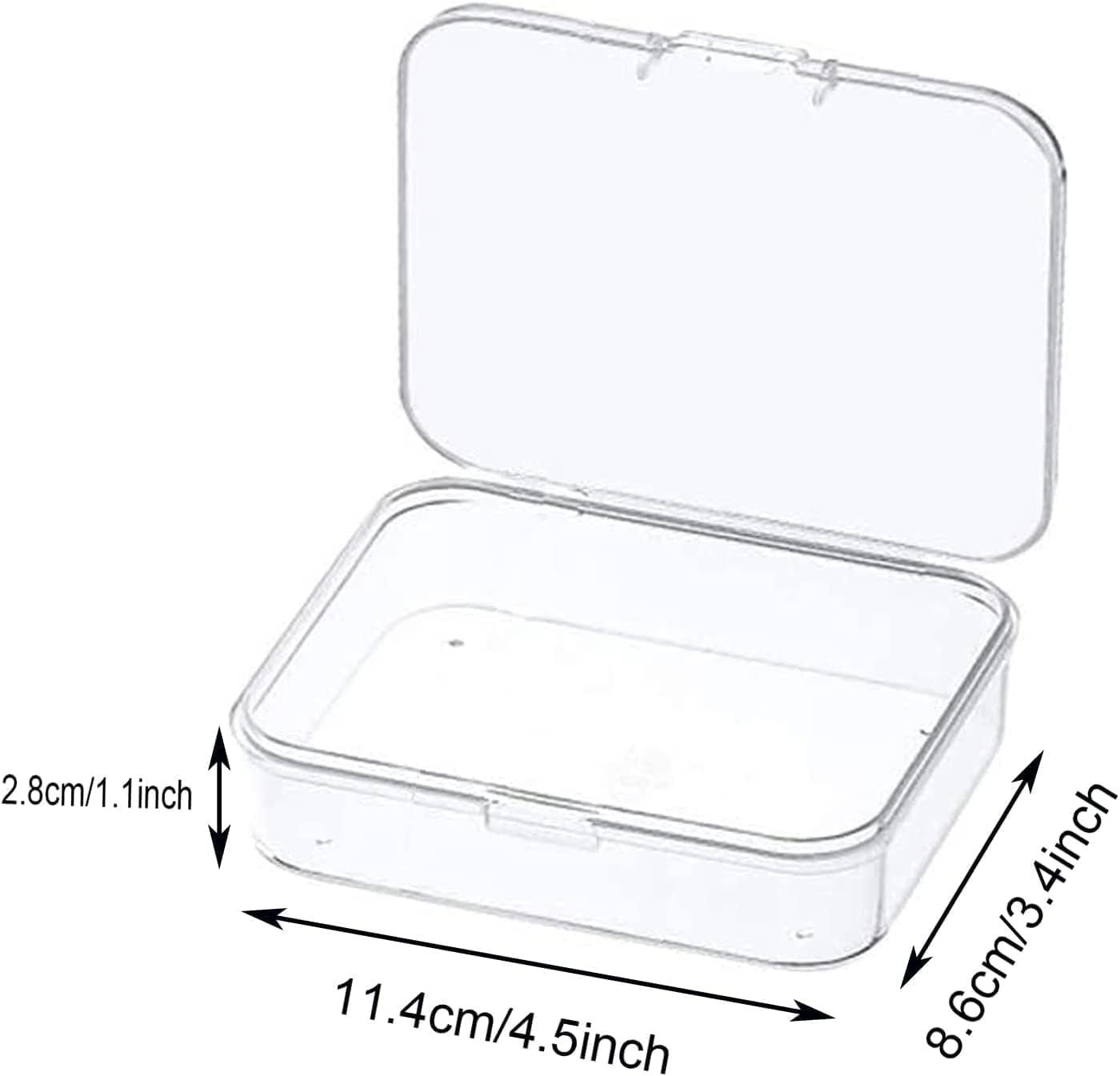 6 mini contenedores de plástico con tapa, caja rectangular transparente