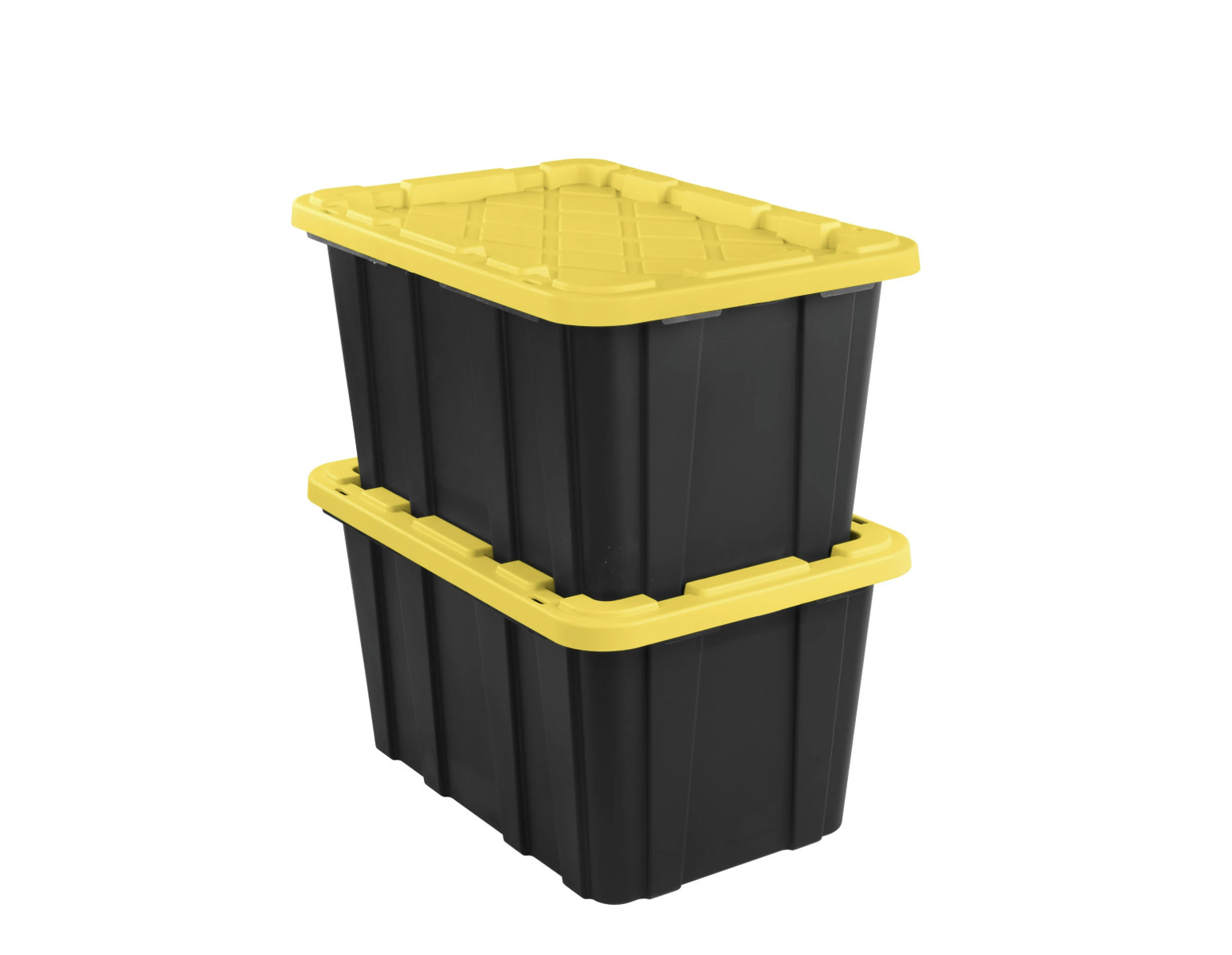 Sterilite 27 Gallon Storage Tote Bin Black Yellow 6 Pack