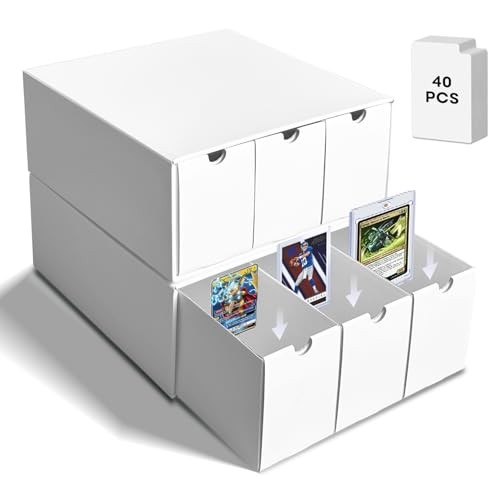 6 Drawer Trading Card Storage Box with 40 Dividers, Cardboard, Water Resistant