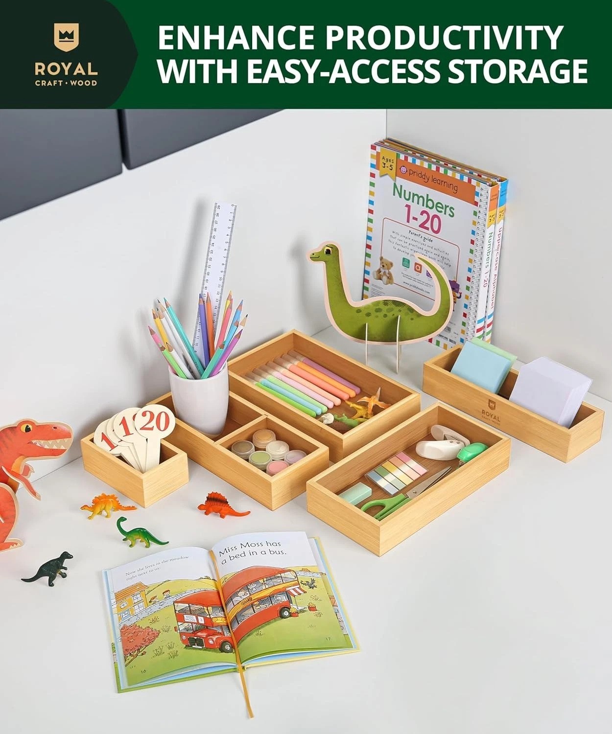 Eco-Friendly Bamboo Storage Boxes – 5-Piece Organizer Set for All Spaces
