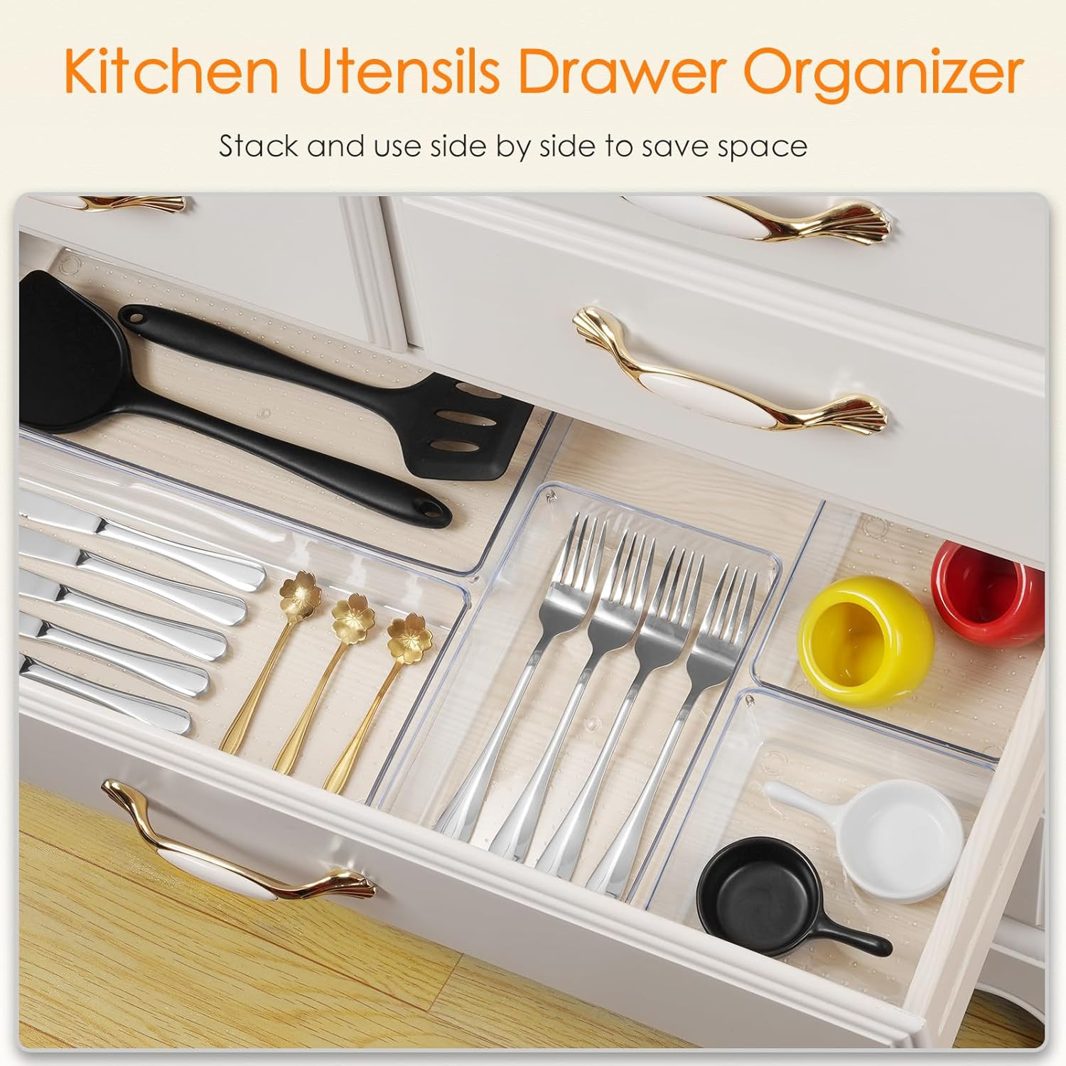 Drawer Organizer, 10 Pack Large Clear Plastic Set, 3 Size Versatile Bathroom and