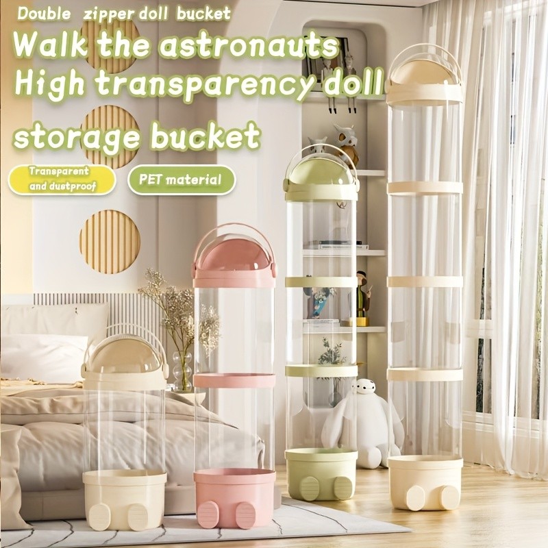 Four-Layer Transparent Plush Plastic Storage Bucket with Waterproof Lid,…