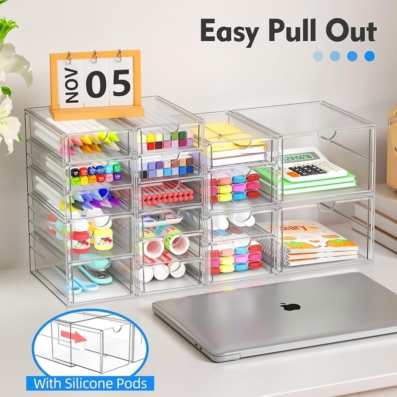 Acrylic Organizers W/ Drawers Storage Solution Makeup Office Bathroom Kitchen US