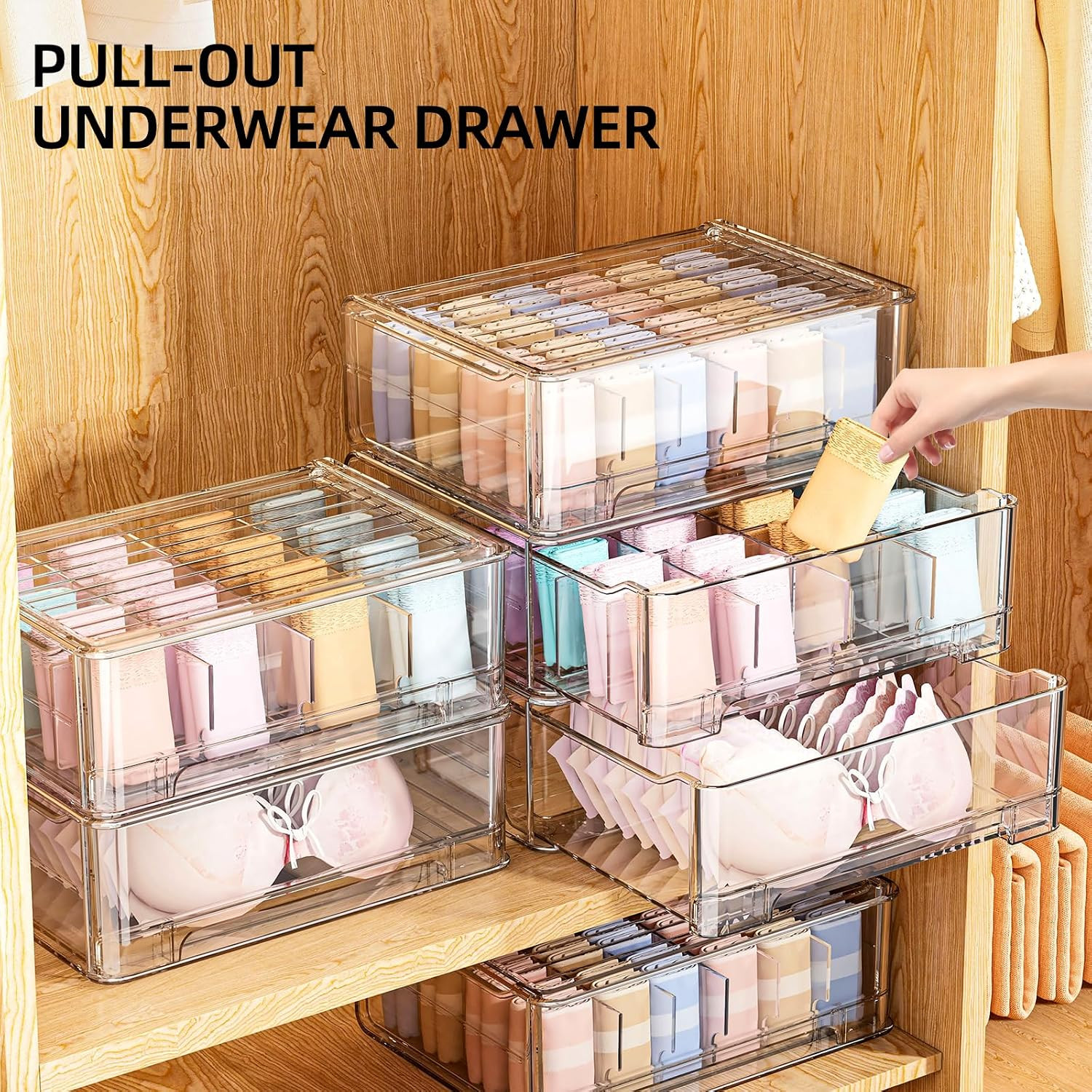 Stackable Clear Bra Organizer for Closet – Versatile Drawer Storage Solution