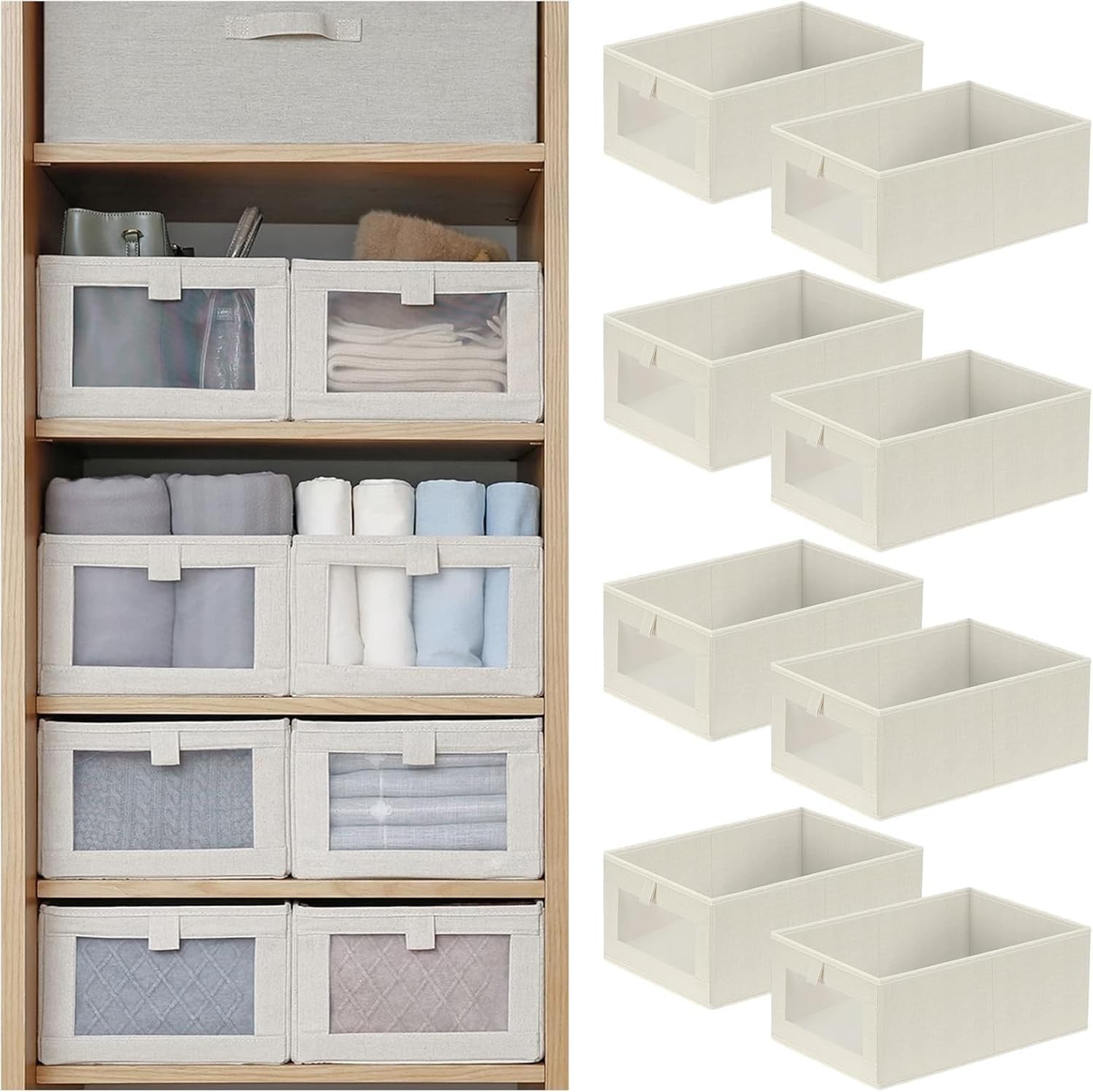 8 Piece Drawer Organizer System Cabinet Organizer, Foldable Storage Bo…
