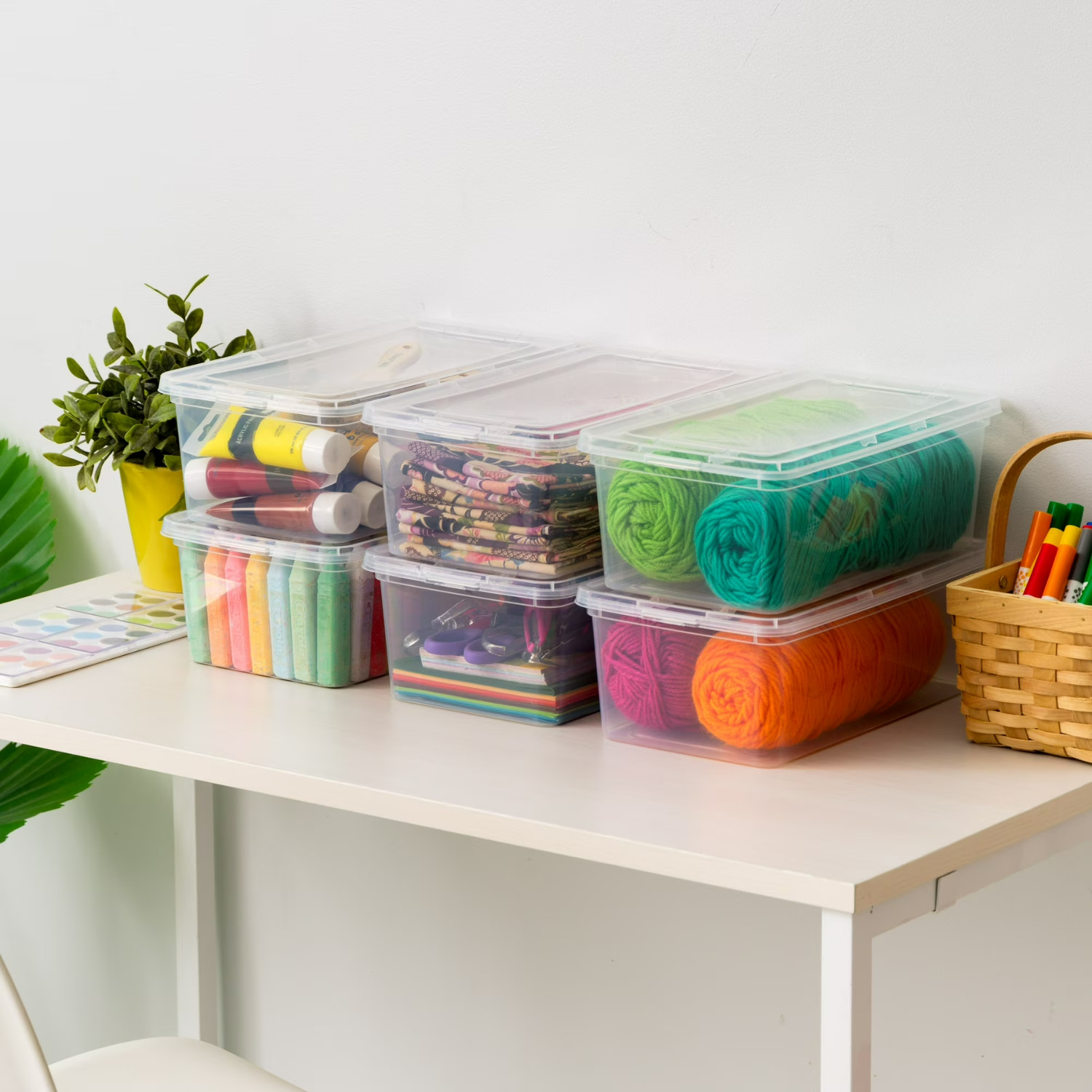 Inspired Essentials 5 Qt Stackable Storage Bins with Lids, Totes, 20-Pack