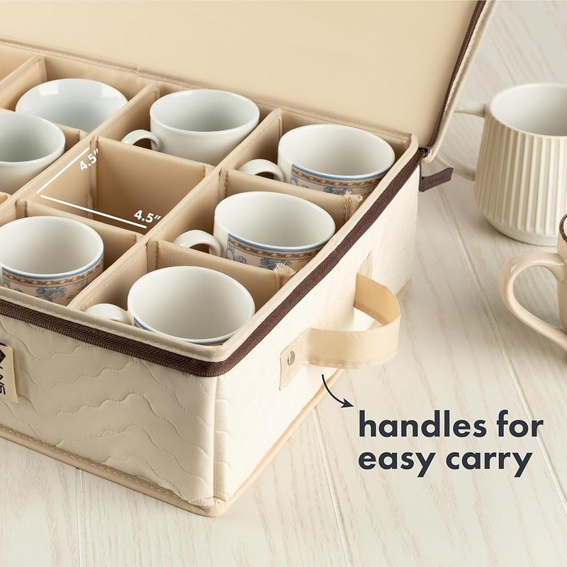 Stackable Hard Shell Dishware Storage Containers W/ Padded Dividers 5 Pack New