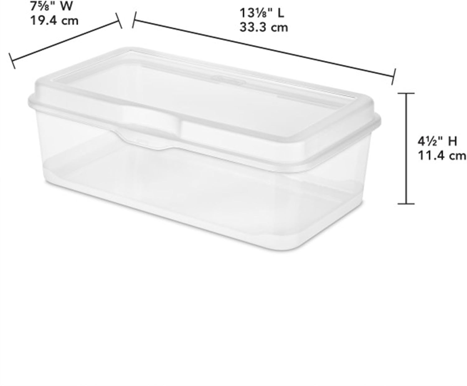 6-Pack Rectangular Large Fliptop, Clear Plastic Storage Box with Hinged Lid – St