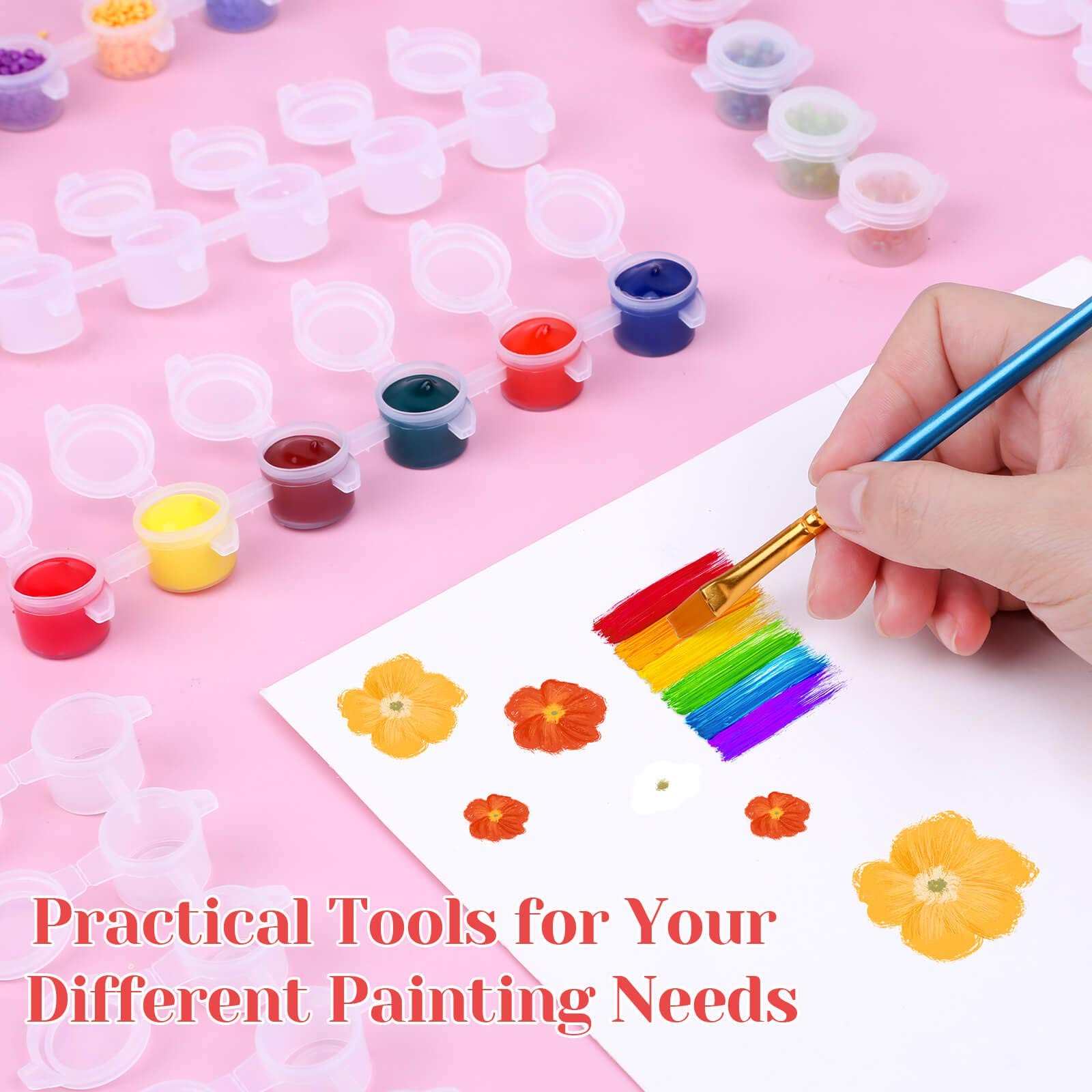 240-Piece 3ml Empty Paint Pot 40 Strips Acrylic Mini Container with Lid