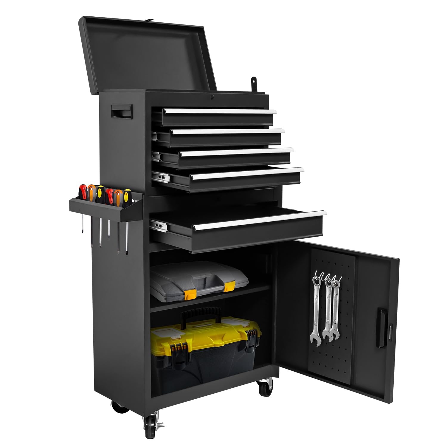 5-Drawer Rolling Tool Chest, High Capacity, Adjustable Shelf, Lockable Drawer…