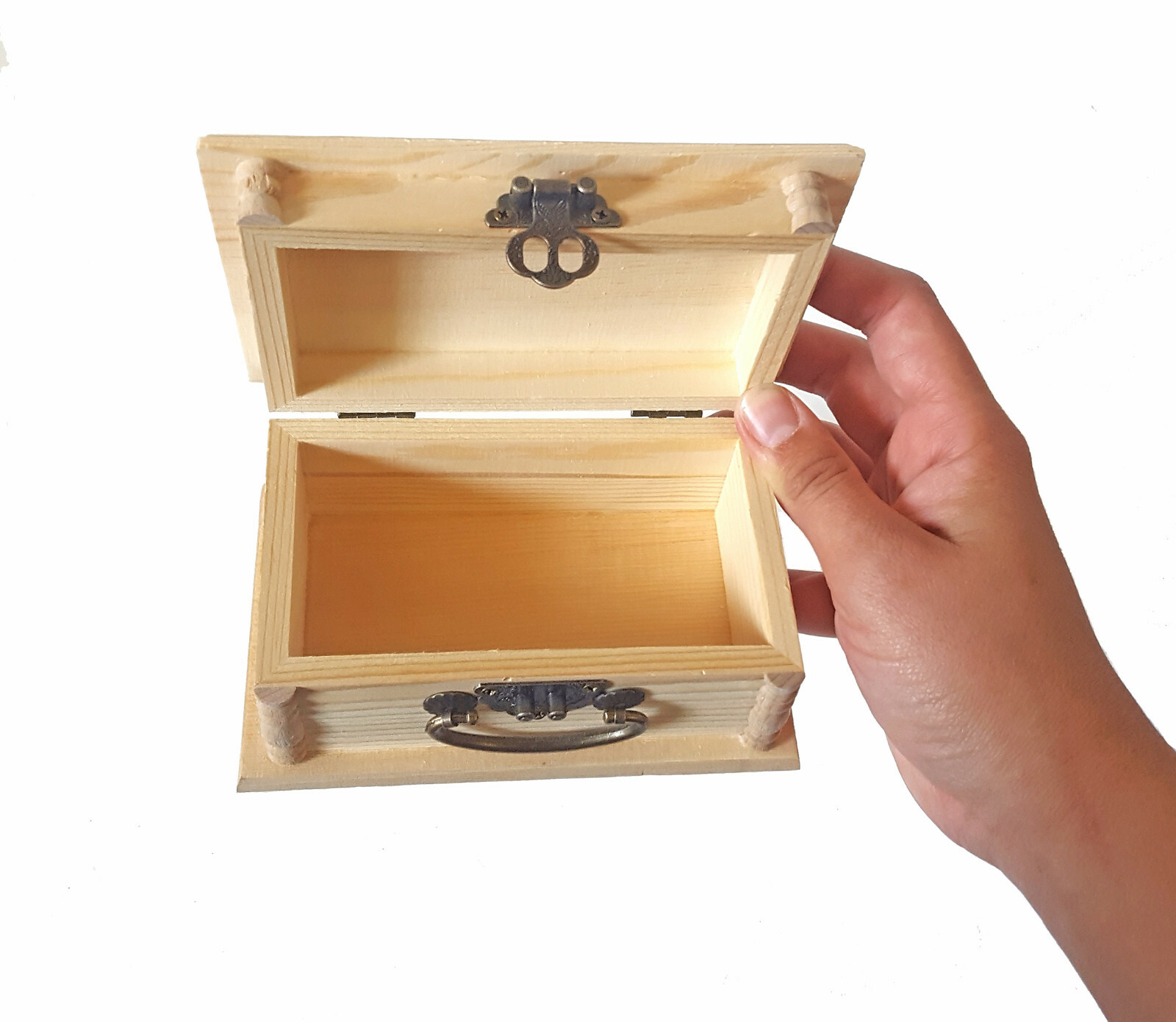 Custom Text Latched Wooden Box, Free Engraved Personalization, Small Carved Box