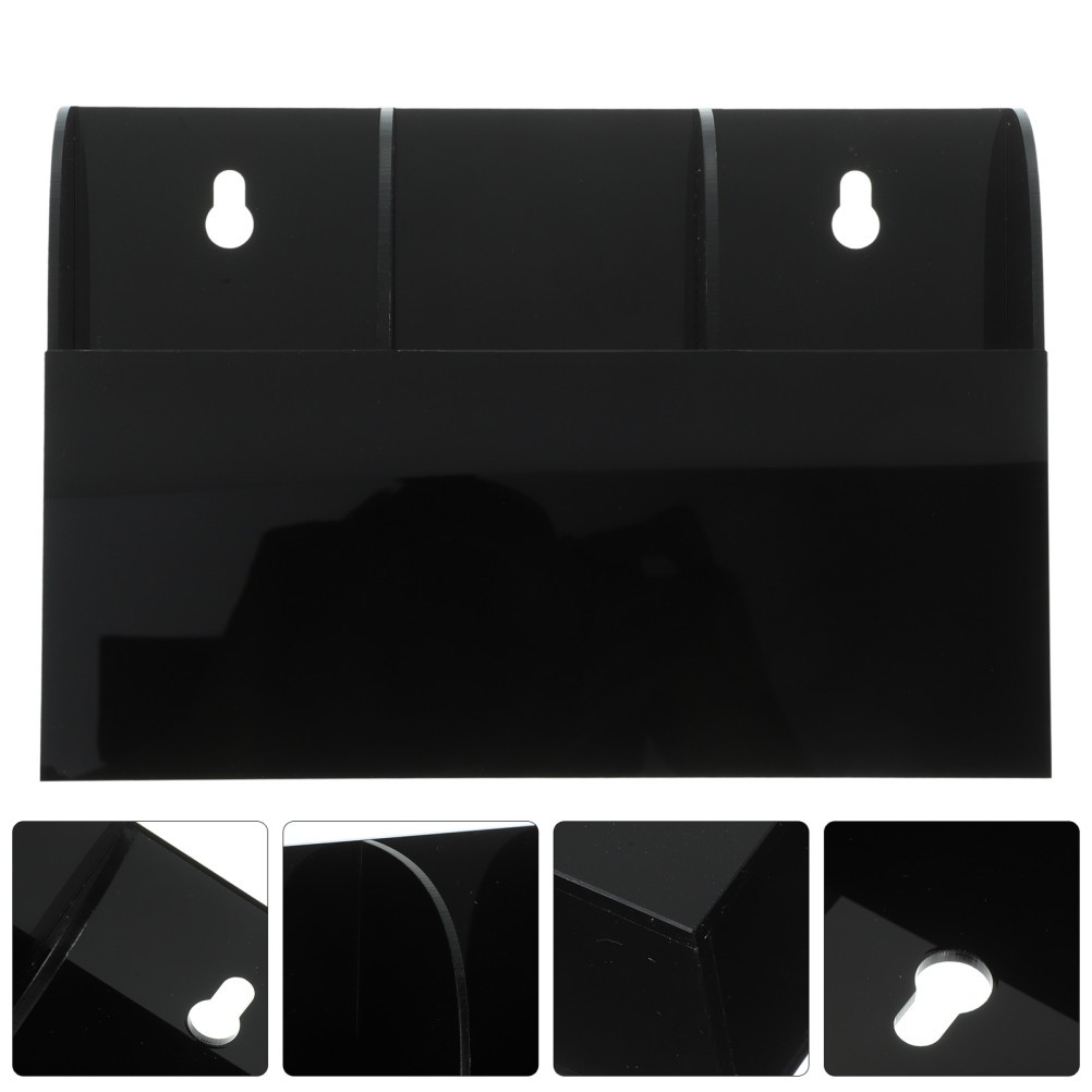 1PC 3 Grids Wall Hanging Box Acrylic Wall-mounted Storage Box (Black)