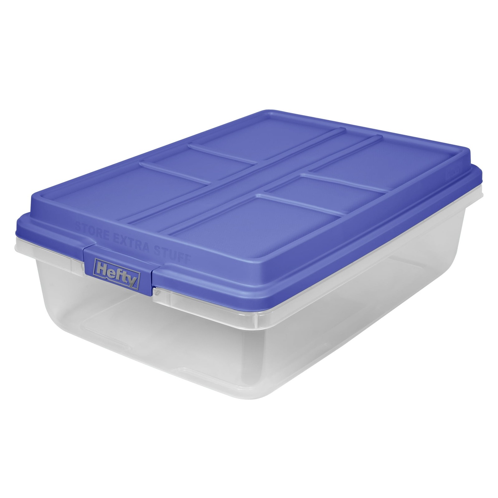 Hefty 40 Quart Clear Latched Storage Bin with HI-RISE Blue Lid