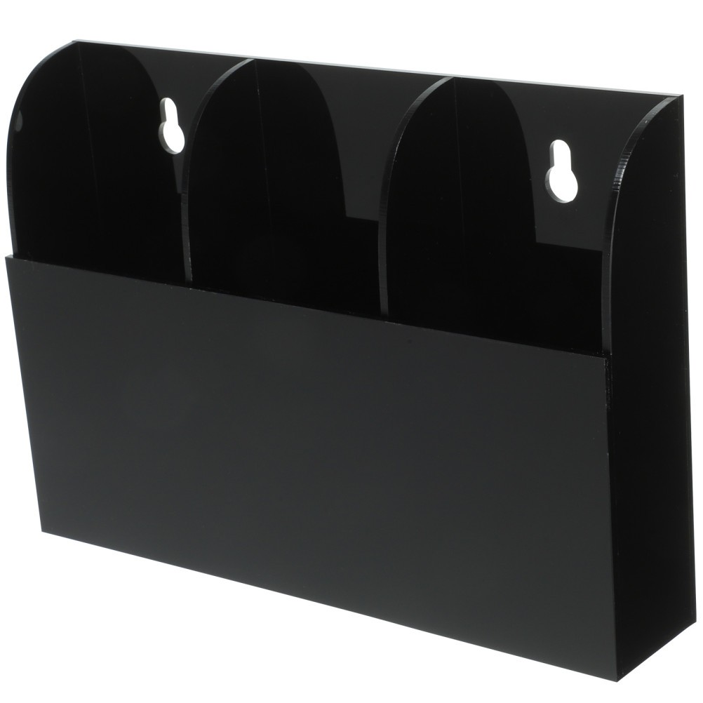 1PC 3 Grids Wall Hanging Box Acrylic Wall-mounted Storage Box (Black)