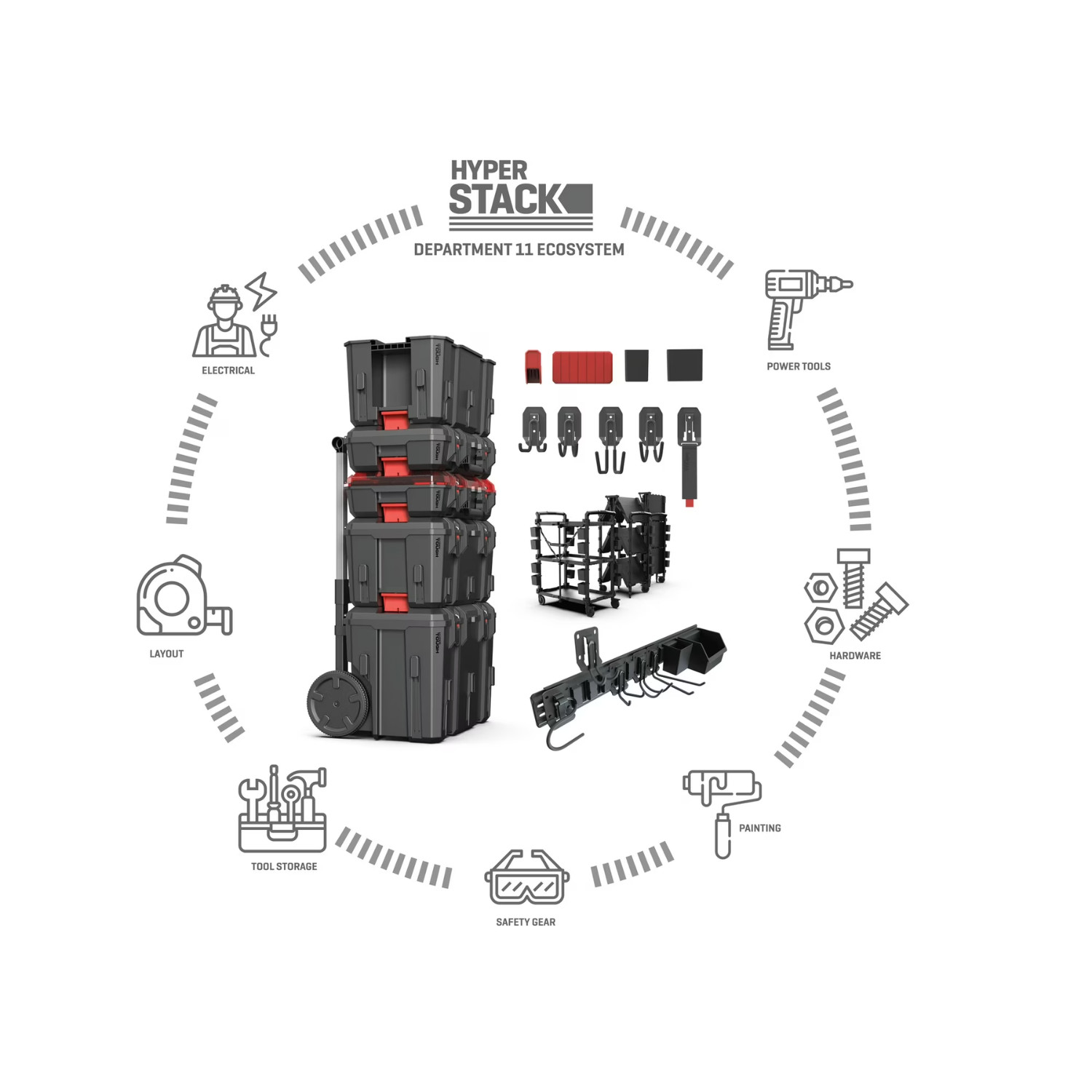 Hyper Tough Hyper Stack Interlocking Storage Crate Black Stackable Organizer
