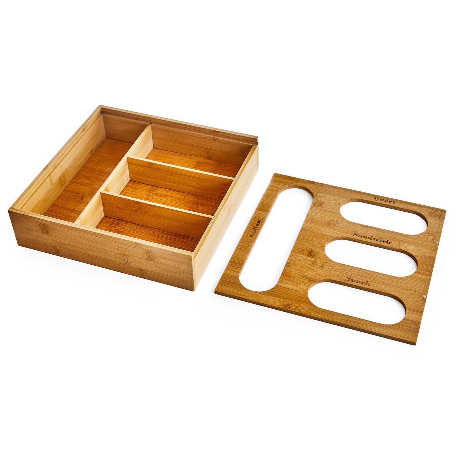 2 pack Plastic Bag Drawer Organizer Bamboo Natural Finish Well Suited to