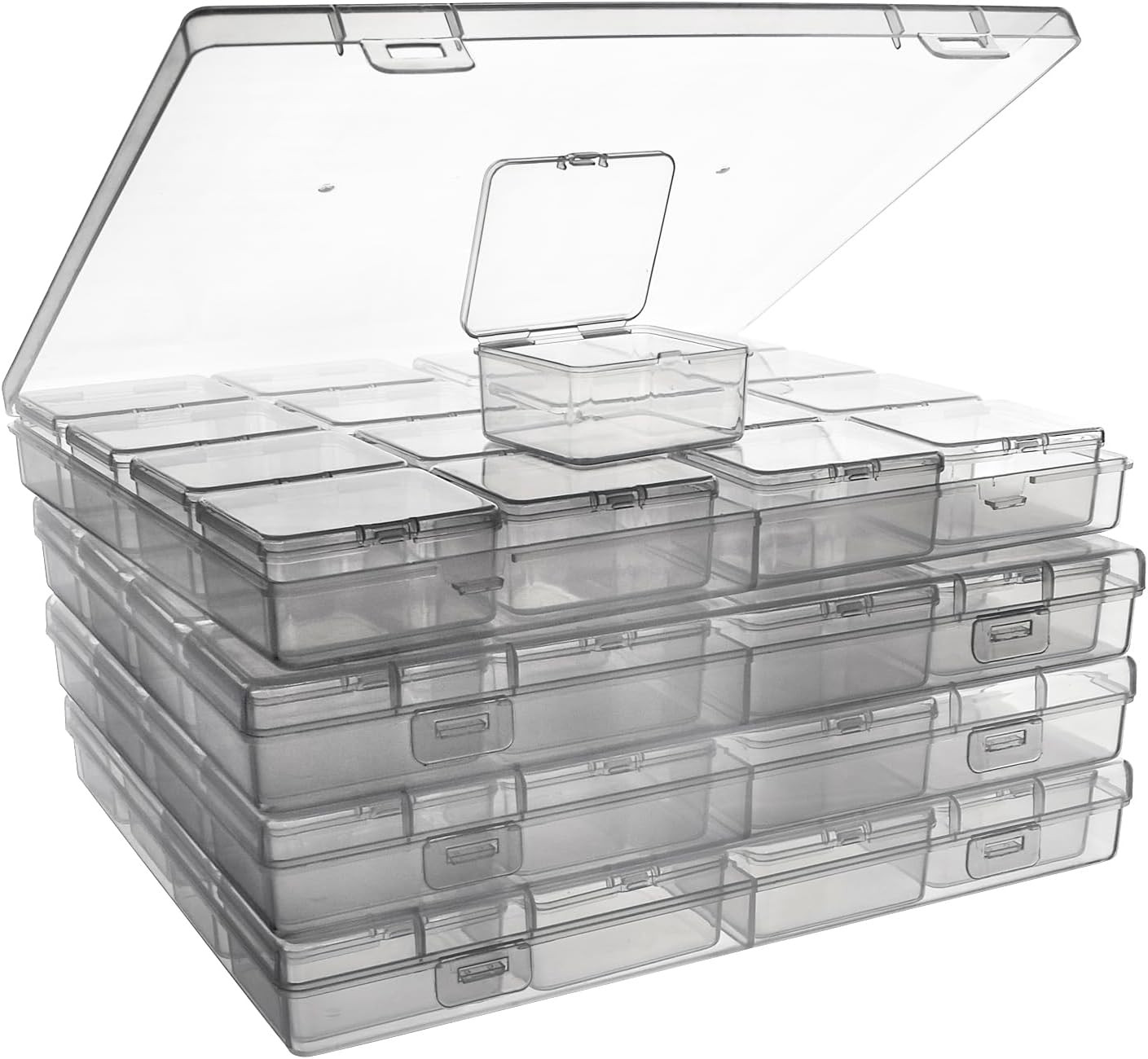 ZIIYAN Bead Storage Containers – 64 Clear Plastic Transparent 4 Pack