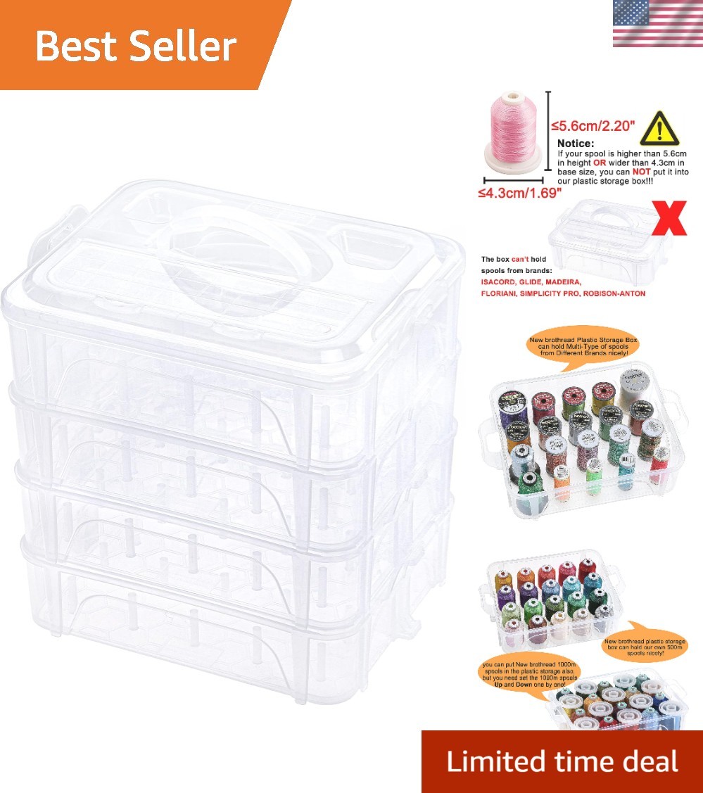 4 Layer Stackable Clear Storage Box Organizer | Holding 80 Spools, to Store H…