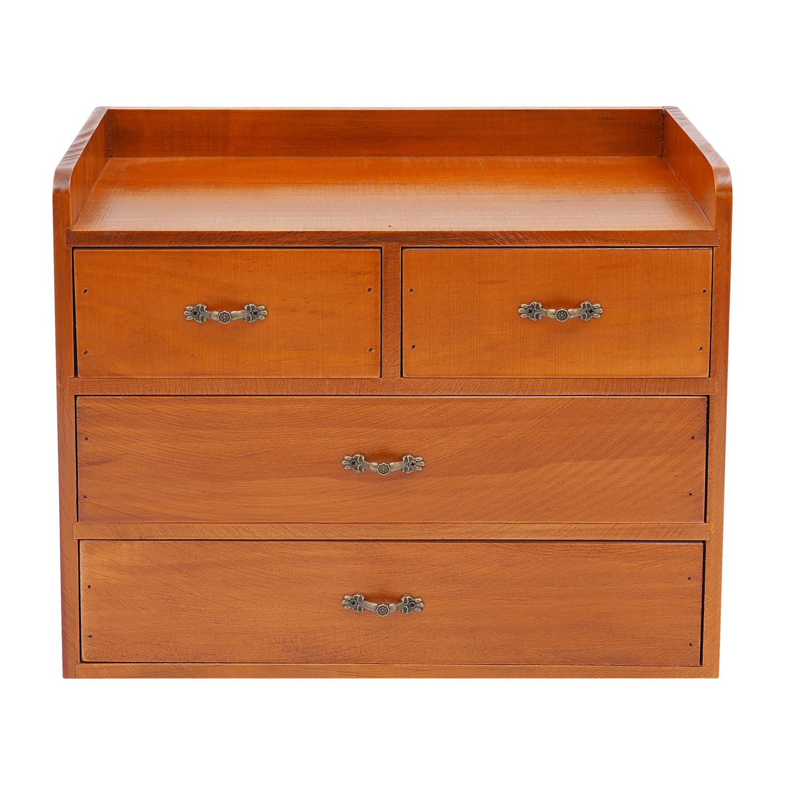 Retro Wooden 4 Drawer Desk Organizer Office Bedroom Tabletop Storage Drawer Box