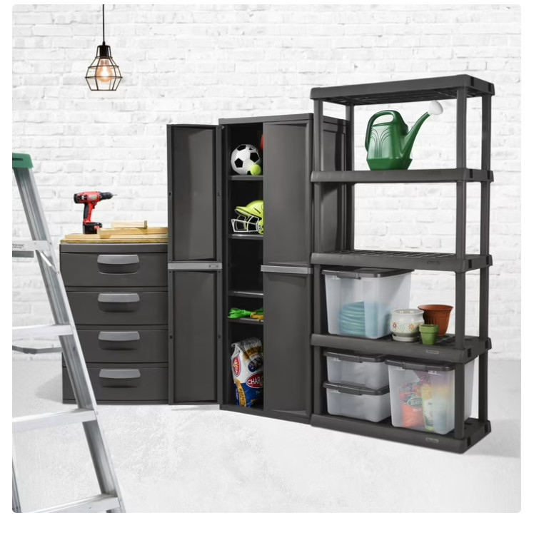 Sterilite 4 Drawer Unit Durable Plastic Storage Chest Garage Basement Dark Gray