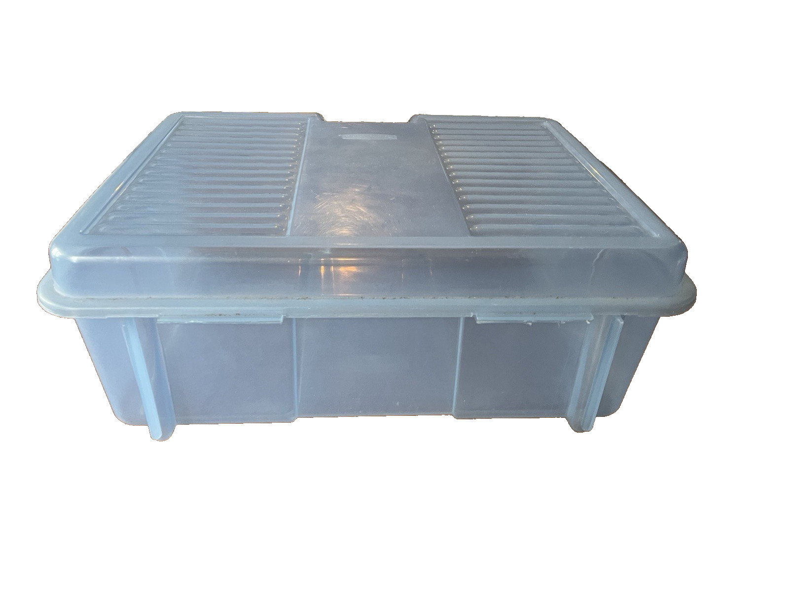 Rubbermaid Keeper Clear Blue Plastic Snap Case Hinged Storage Container 2283