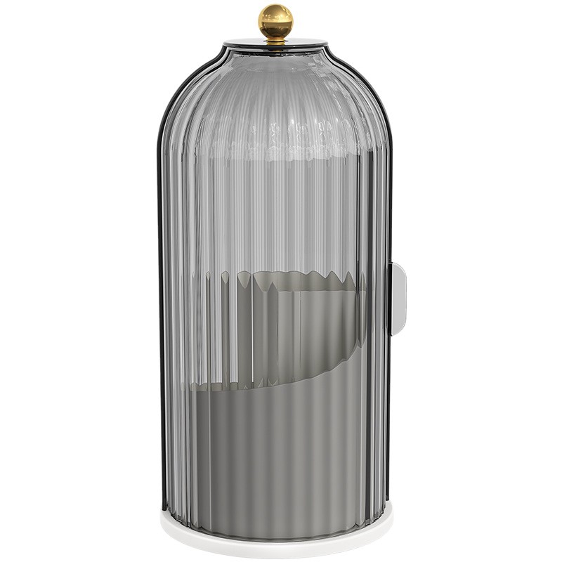 360° Rotating Makeup Organizer with Lid, Non‑Slip Base, Divided Brush Holder