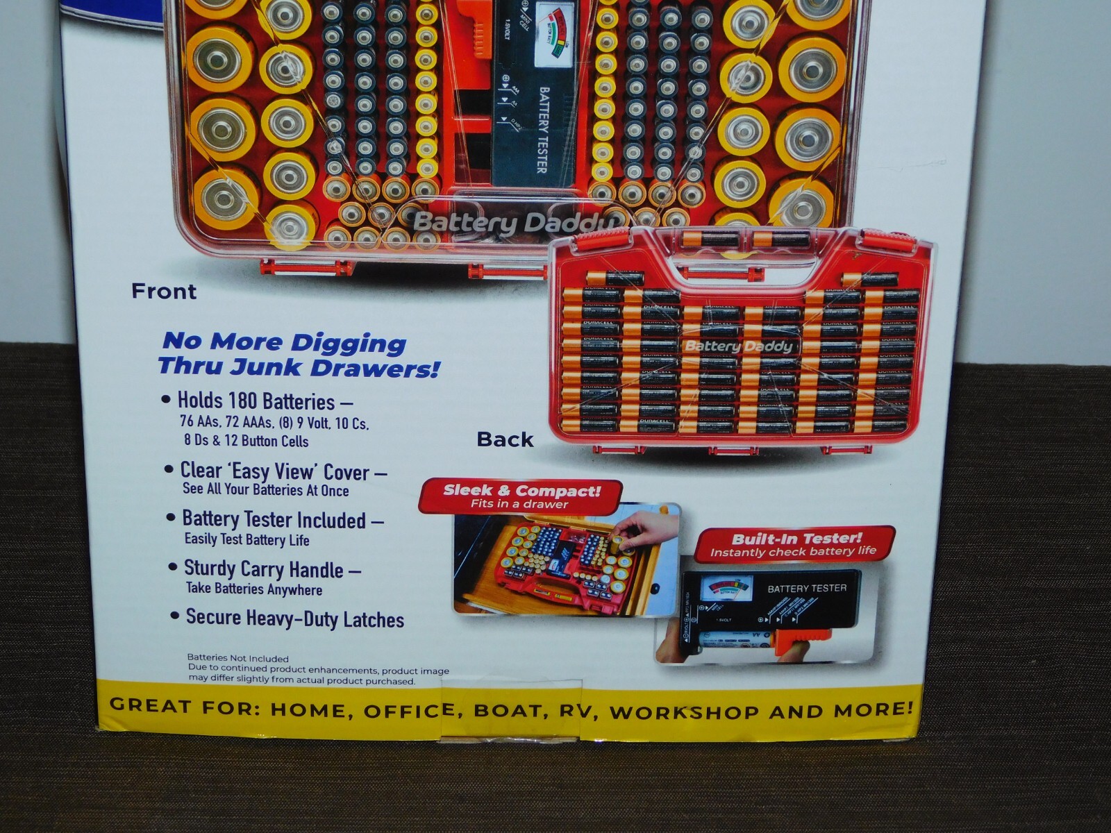 BATTERY DADDY STORAGE SYSTEM w/ TESTER DOUBLE SIDED HOLDS 180 BATTERIES NEW