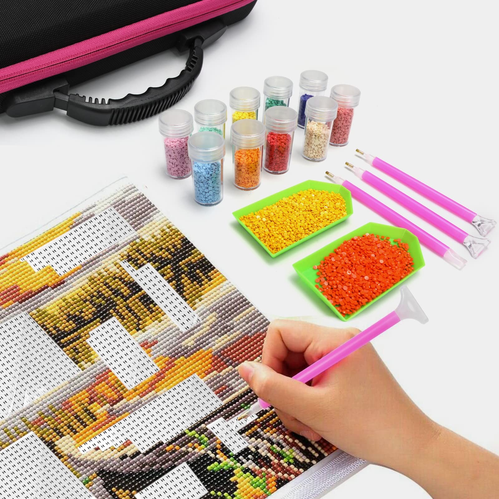 Bofoho Diamond Painting Storage Case with 60 Jars – Portable Bead Organizer f…