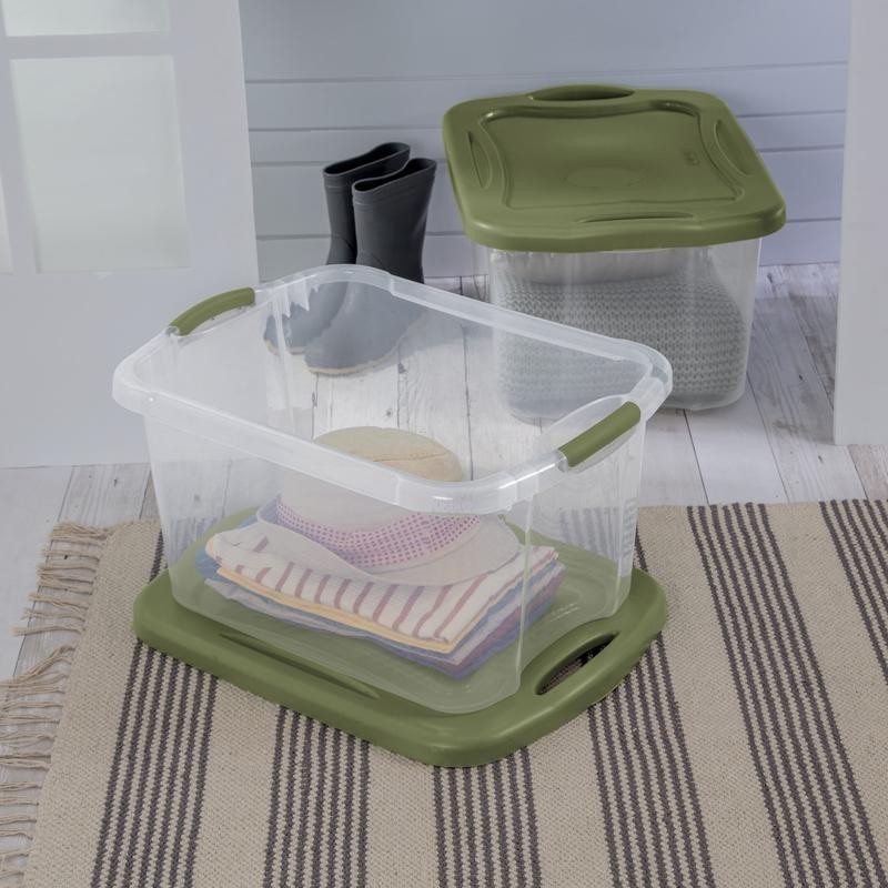 40 Quart Plastic Storage Bin EZ Carry W/ Full Grip Handles Stackable Totes Box