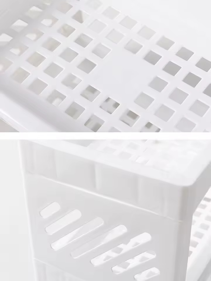 1pc Double-layer Desktop Storage Rack White Pp Organizer for Office & Cosmetics