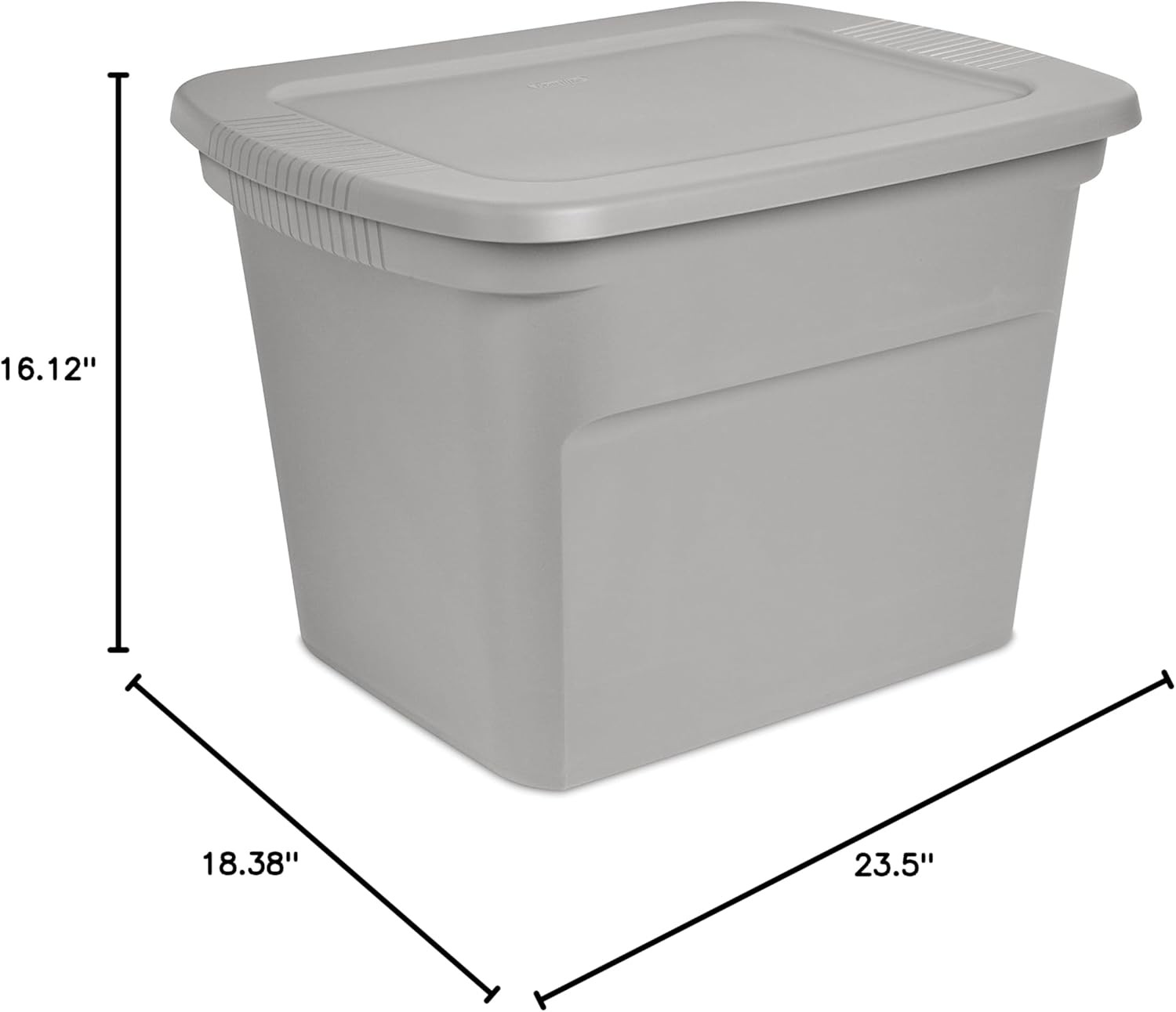 8 Pack Sterilite 18 Gal Storage Tote, Stackable Bin with Lid,Gray Base and Lid